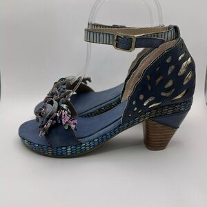 Laura Vita Paris Blue Heel Sandals BELINE-10 Women’s Size 35